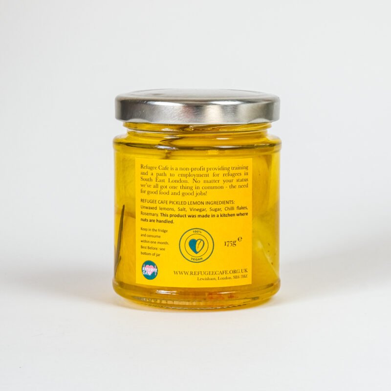 The back label of a jar of pickled lemons