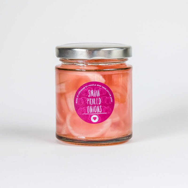 A jar of Syrian pickled onions